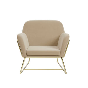 Charles Armchair Beige Velvet & Brushed Gold - Canwell Interiors Limited - Canwell