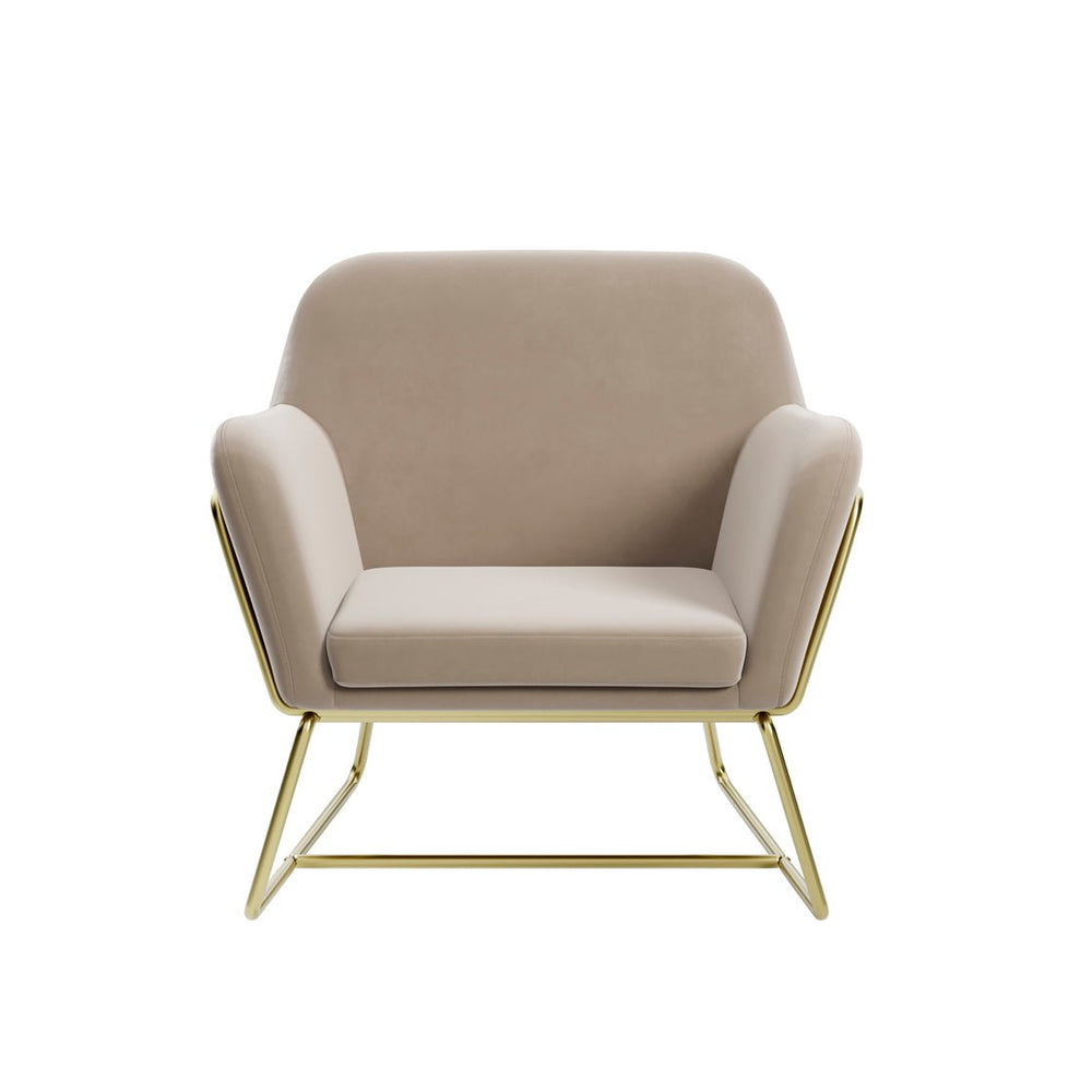Charles Armchair Beige Velvet & Brushed Gold - Canwell Interiors Limited - Canwell