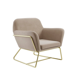 Charles Armchair Beige Velvet & Brushed Gold - Canwell Interiors Limited - Canwell