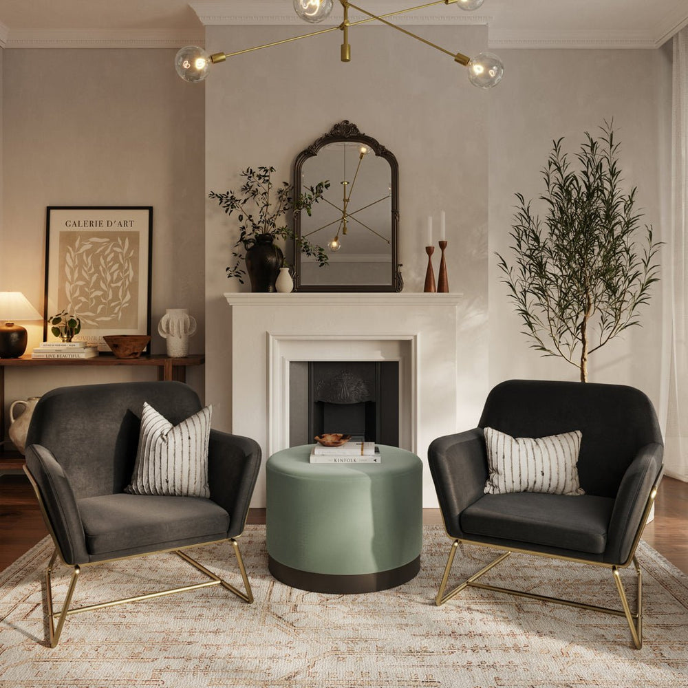 Charles Armchair Black Velvet & Brushed Gold - Canwell Interiors Limited - Canwell