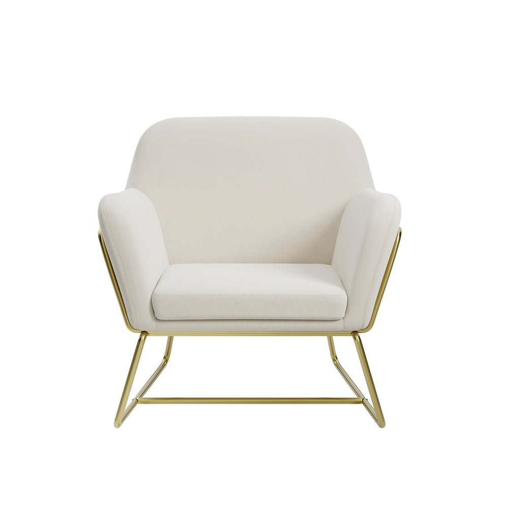 Charles Armchair Cream Velvet & Brushed Gold - Canwell Interiors Limited - Canwell