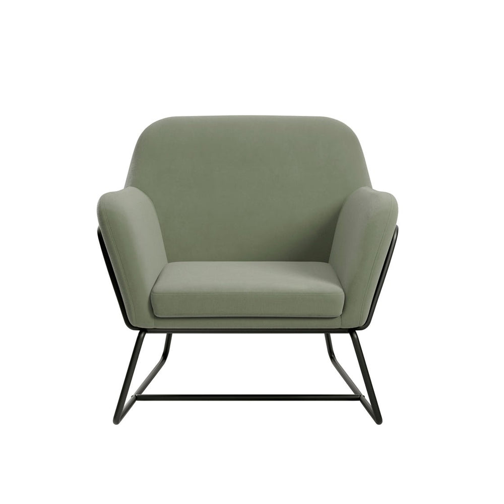 Charles Armchair Sage Velvet & Matte Black - Canwell Interiors Limited - Canwell