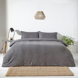 Chevron Tuft Single Duvet Set Charcoal - Canwell Interiors Limited - Riva