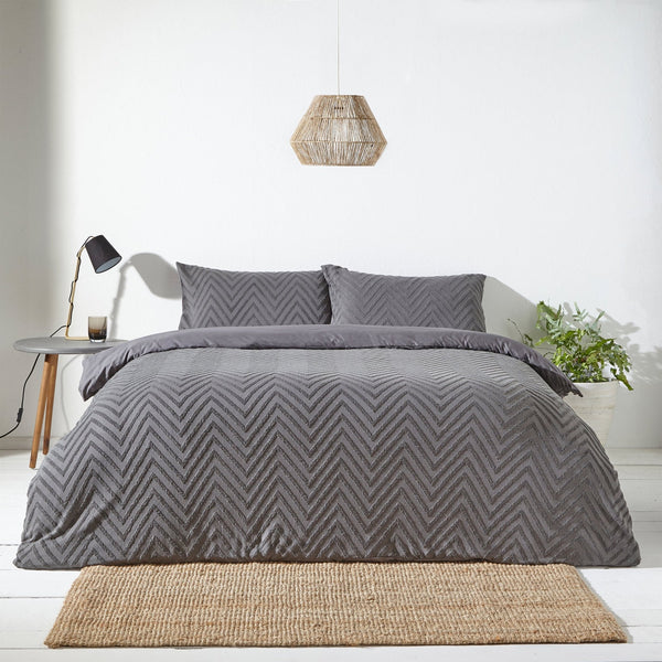 Chevron Tuft Single Duvet Set Charcoal - Canwell Interiors Limited - Riva
