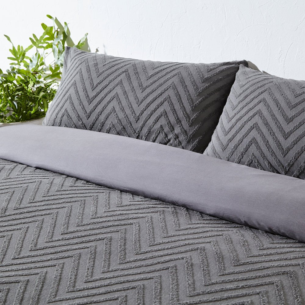 Chevron Tuft Single Duvet Set Charcoal - Canwell Interiors Limited - Riva