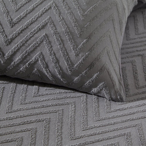 Chevron Tuft Single Duvet Set Charcoal - XShowhome Limited - Riva