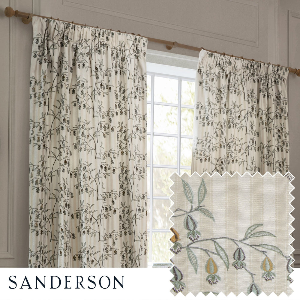 Chinese Lanterns 167x182 Pencil Pleat Curtains Linen - Canwell Interiors Limited - Riva