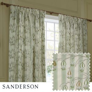 Chinese Lanterns 167x228 Pencil Pleat Curtains Sage - Canwell Interiors Limited - Riva