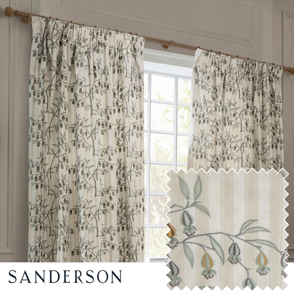 Chinese Lanterns 228x137 Pencil Pleat Curtains Linen - Canwell Interiors Limited - Riva