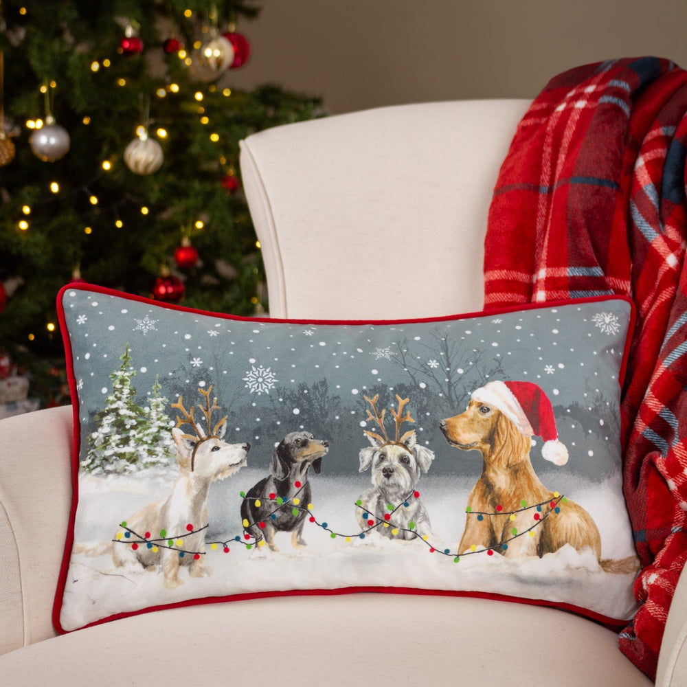 Christmas Dog 30x50 Feather Filled Cushion Multi - Canwell Interiors Limited - Riva