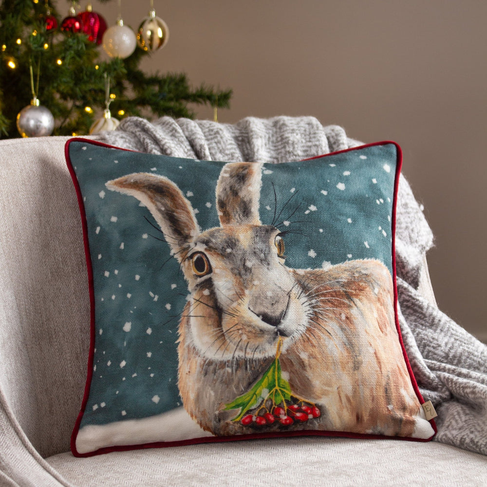 Christmas Hare 43x43 Feather Filled Cushion Multi - Canwell Interiors Limited - Riva