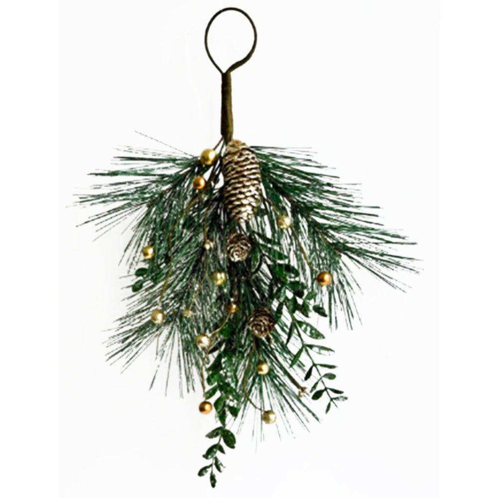 Christmas Soft Gold Teardrop Swag With Pinecones - Canwell Interiors Limited - Hills