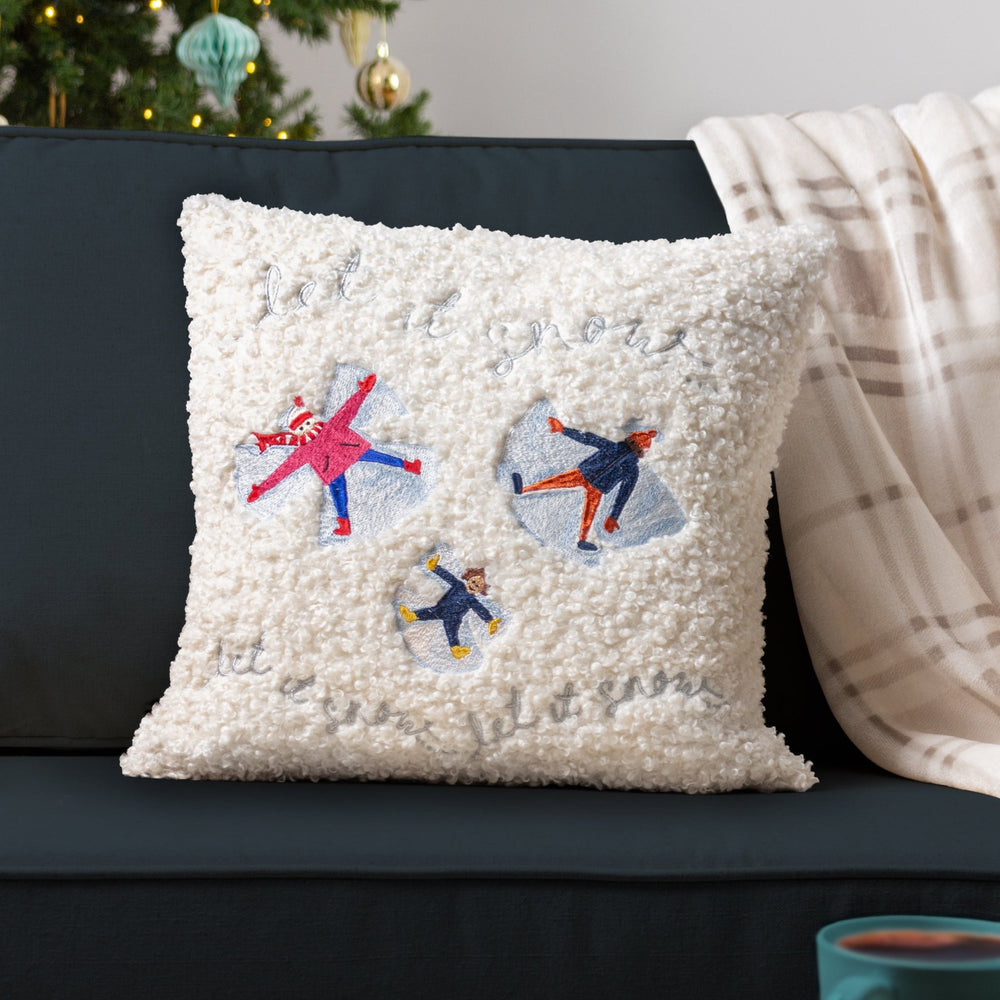 Christmas Together Snow Angels 43x43 Feather Filled Cushion Snow - Canwell Interiors Limited - Riva