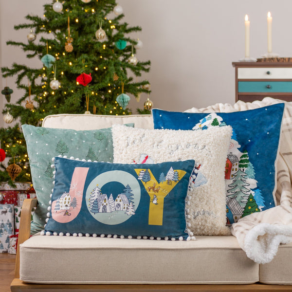 Christmas Together Snow Angels 43x43 Feather Filled Cushion Snow - Canwell Interiors Limited - Riva