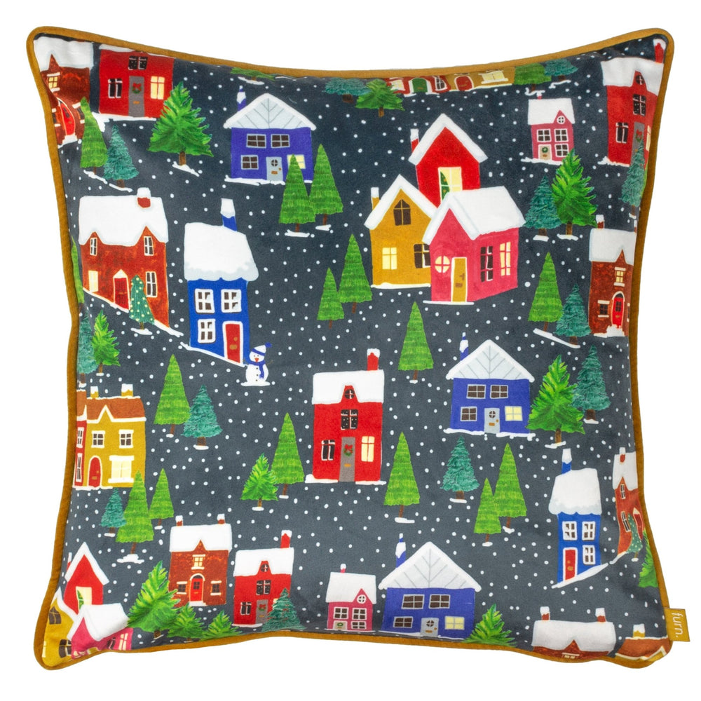 Christmas Together Twilight Town 43x43 Feather Filled Cushion Multi - Canwell Interiors Limited - Riva