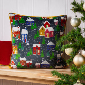 Christmas Together Twilight Town 43x43 Feather Filled Cushion Multi - Canwell Interiors Limited - Riva