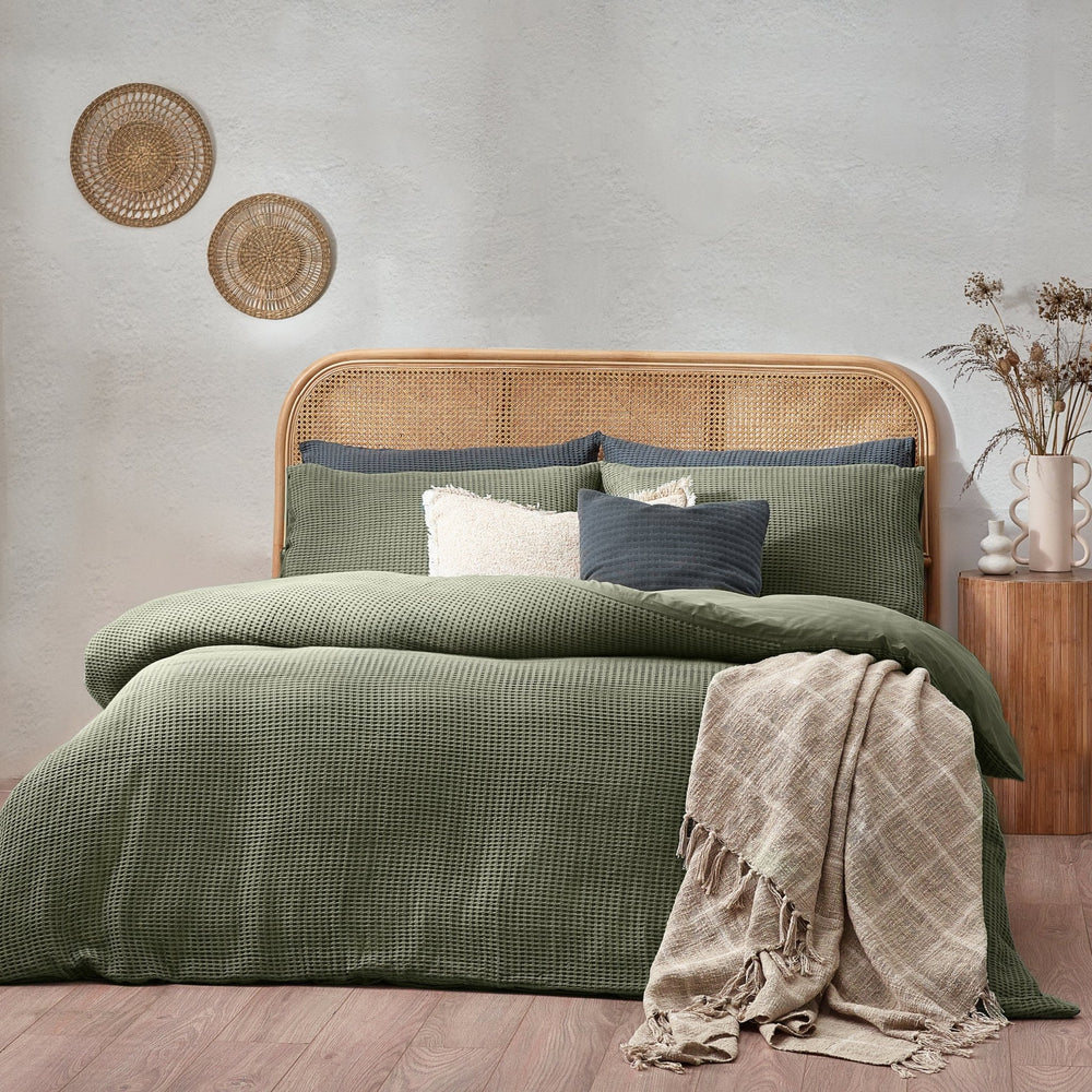 Chunky Waffle King Size Duvet Set Eucalyptus - Canwell Interiors Limited - Riva