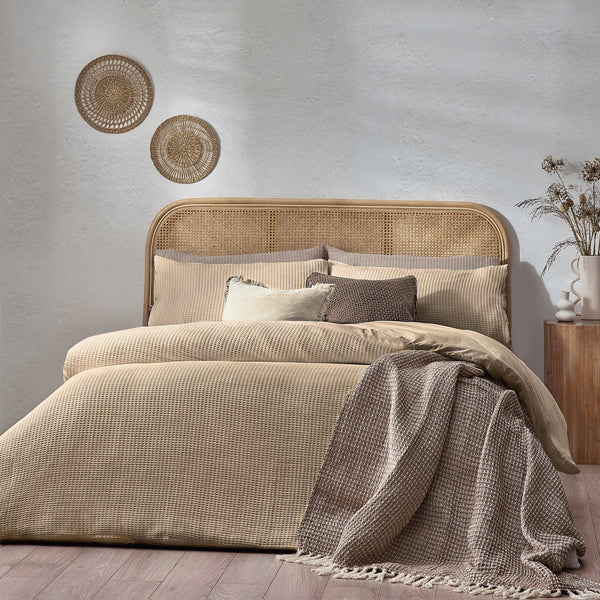 Chunky Waffle Super King Duvet Set Linen - Canwell Interiors Limited - Riva