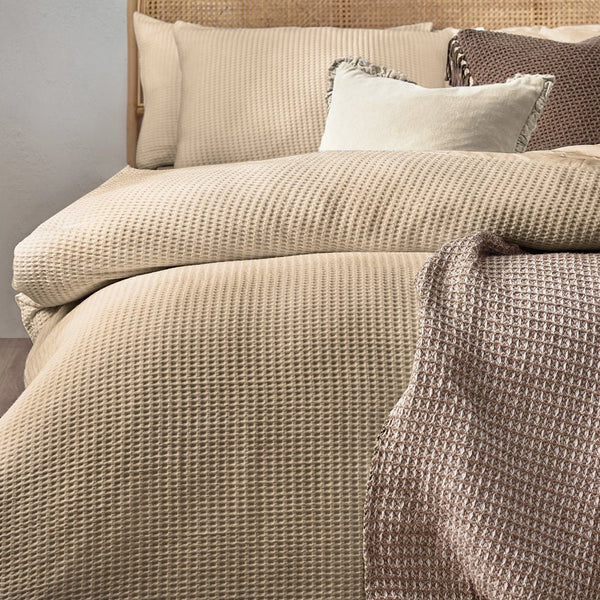 Chunky Waffle Super King Duvet Set Linen - XShowhome Limited - Riva