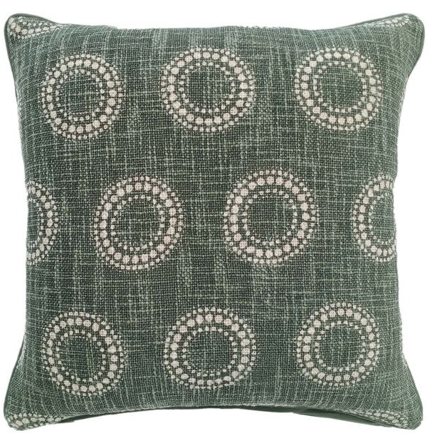 Circular Dot Print on Loose Weave Green 45x45 - Canwell Interiors Limited - Malini