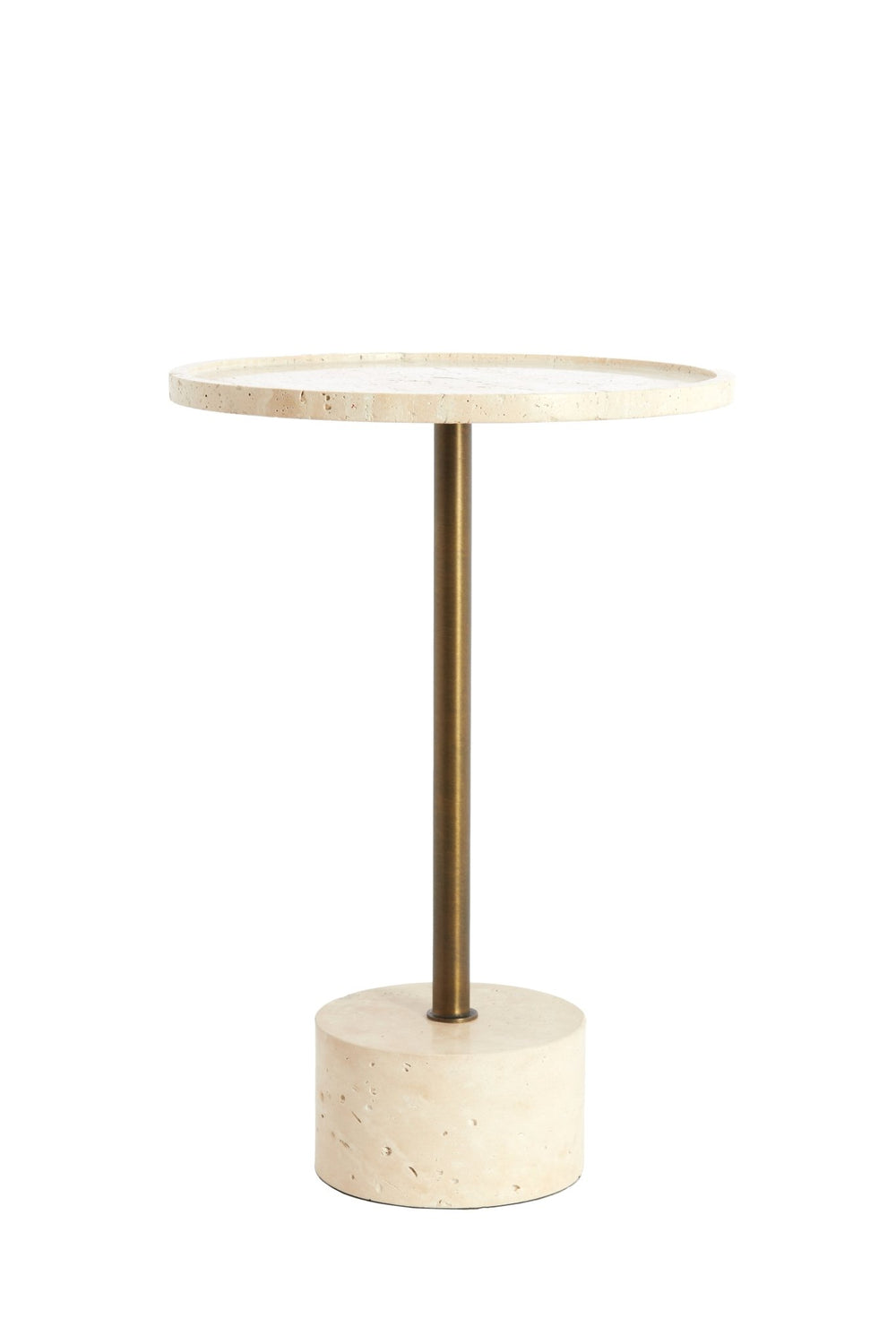 CIVITA Side Table — Travertine Sand & Dark Brwn - bronze - Canwell Interiors Limited - Light & Living