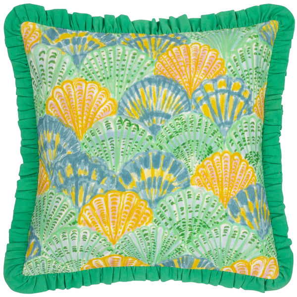 Clam Shells 50x50 Feather Filled Cushion Green - Canwell Interiors Limited - Riva