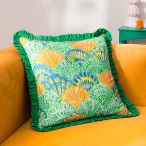 Clam Shells 50x50 Feather Filled Cushion Green - Canwell Interiors Limited - Riva