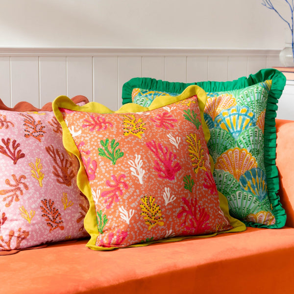 Clam Shells 50x50 Feather Filled Cushion Green - Canwell Interiors Limited - Riva