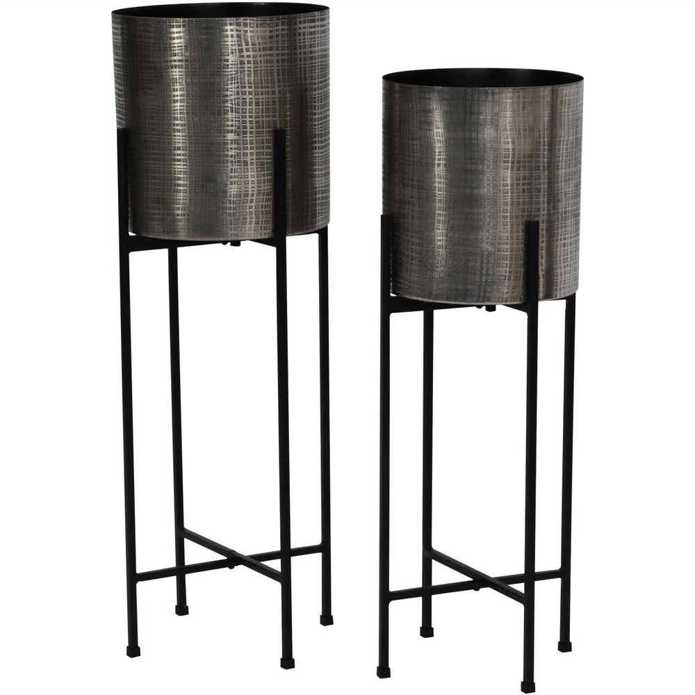 Clyde Floor Standing Nickel Set of 2 Planters - XShowhome Limited - Libra