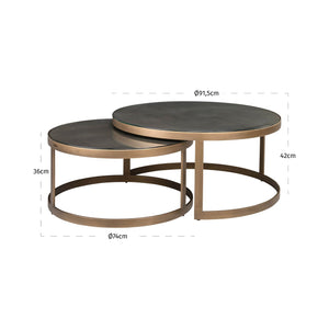 Coffee table Bloomville brass shagreen (Set of 2) - Canwell Interiors Limited - Richmond