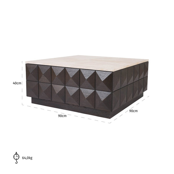 Ex-Display Claremont Coffee Table - Brown, Travertine Top (Damaged, Clearance) - Richmond Interiors - Xshowhome