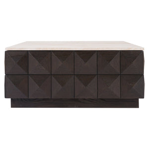 Ex-Display Claremont Coffee Table - Brown, Travertine Top (Damaged, Clearance) - Richmond Interiors - Xshowhome