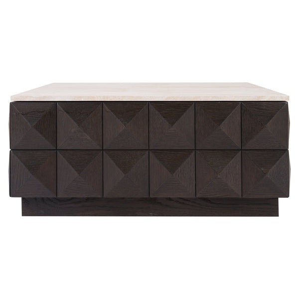 Ex-Display Claremont Coffee Table - Brown, Travertine Top (Damaged, Clearance) - Richmond Interiors - Xshowhome