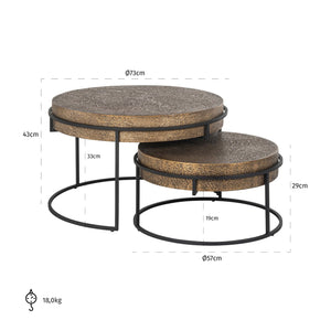 Coffee table Derby black/gold (Set of 2) - Canwell Interiors Limited - Richmond