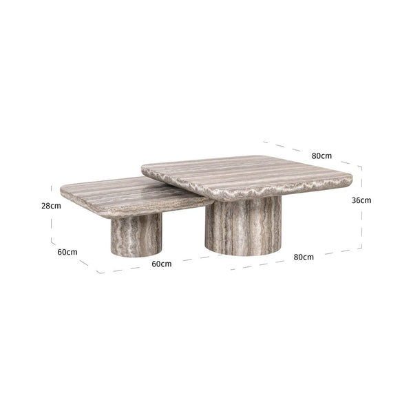 Coffee table Dulce grey (denizly) (Set of 2) - Canwell Interiors Limited - Richmond