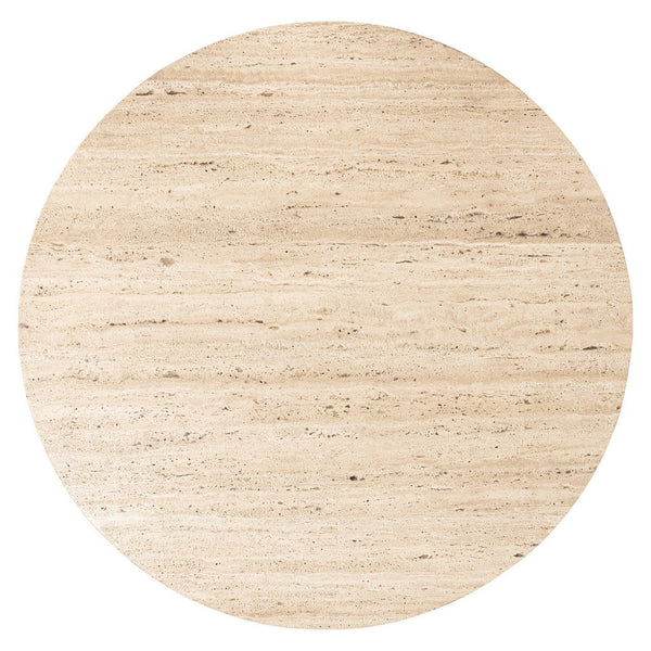 Ex-Display Hampton Coffee Table - Dark Brown, Travertine Top 90Ø - Richmond Interiors - Xshowhome