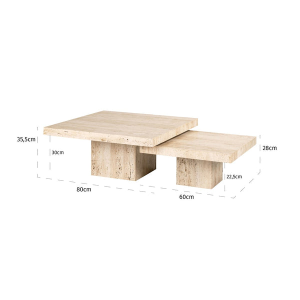 Coffee table La Cantera beige (Set of 2) - Canwell Interiors Limited - Richmond