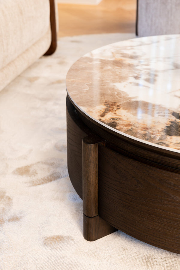 Coffee Table Langford Brown 90Ø 1-drawer - XShowhome Limited - Richmond