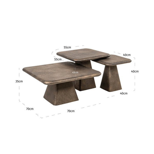 Coffee table Marlie gold (Set of 3) - Canwell Interiors Limited - Richmond