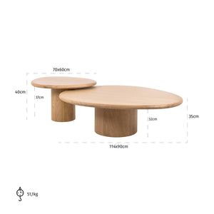 Coffee table Oakley natural oak (Set of 2) - Canwell Interiors Limited - Richmond