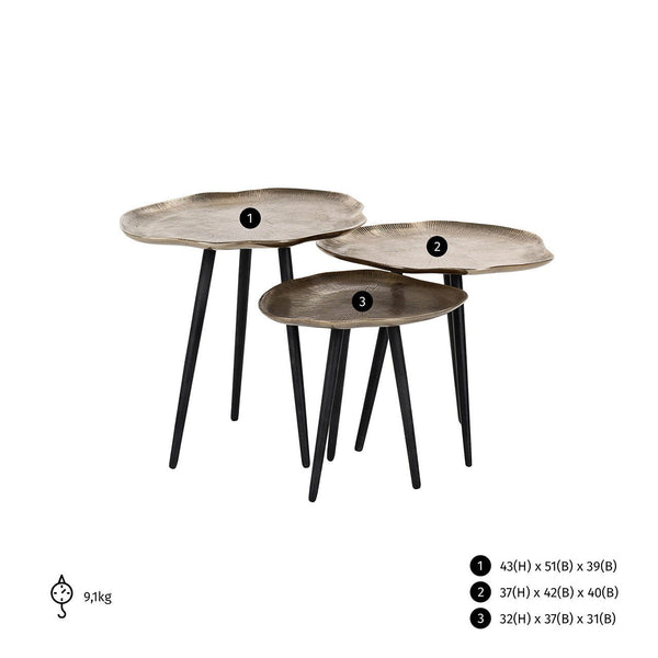 Coffee table Volenta champagne gold (Set of 3) - Canwell Interiors Limited - Richmond