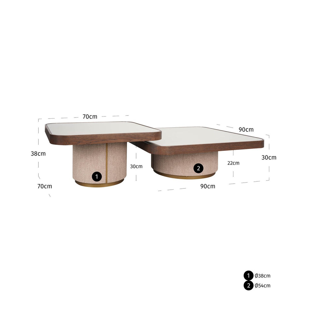 Coffee table Willox brown including glass (Set of 2) - XShowhome Limited - Richmond