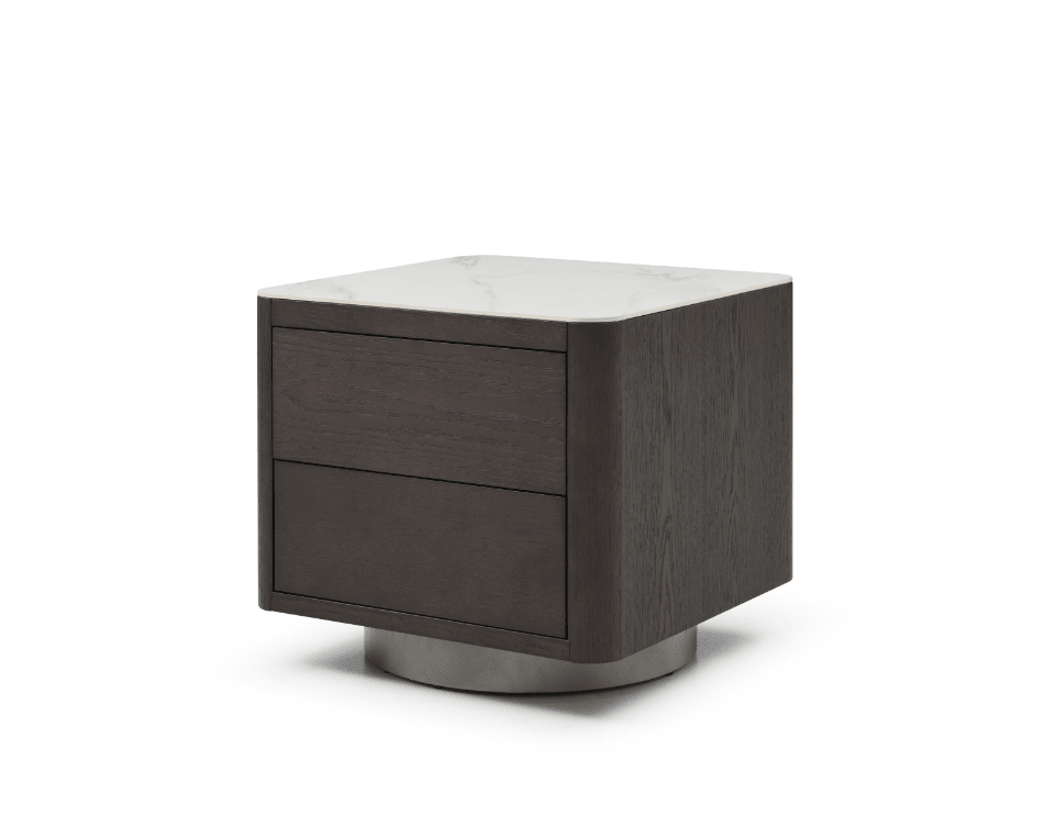 Coin Bedside Table - Smoke Oak & Marble - XShowhome Limited - Tommy Franks