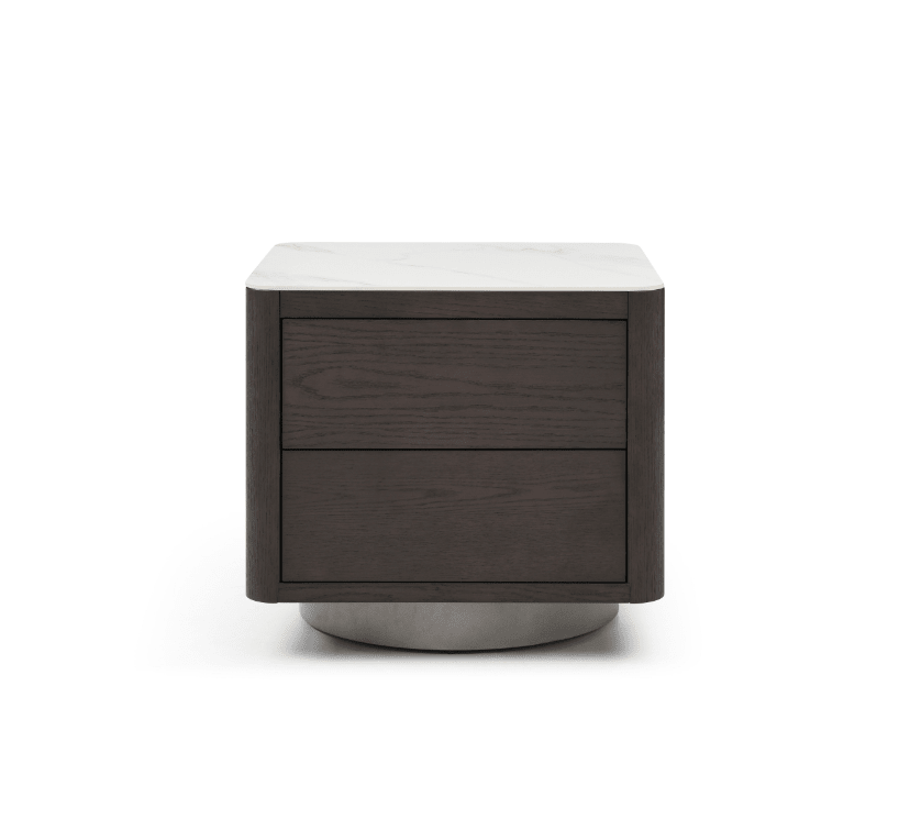 Coin Bedside Table - Smoke Oak & Marble - XShowhome Limited - Tommy Franks
