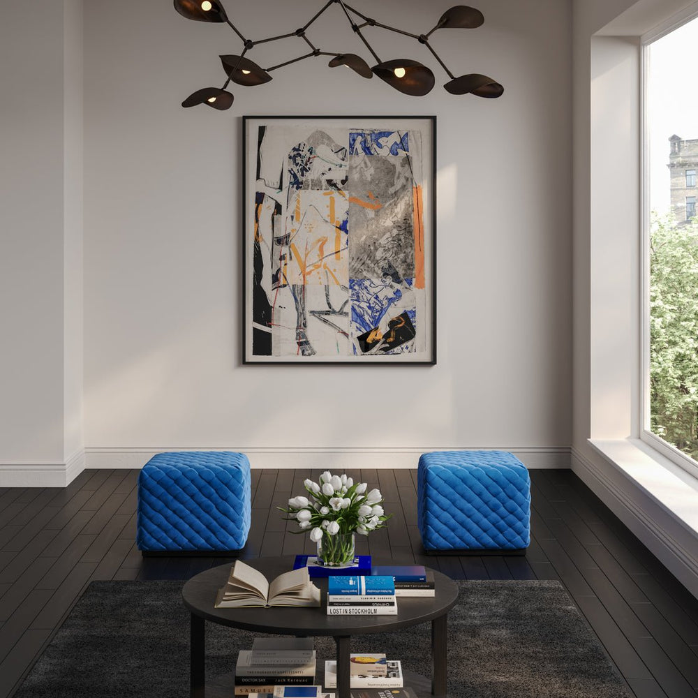 Colline Small Cobalt Pouffe - Canwell Interiors Limited - Canwell