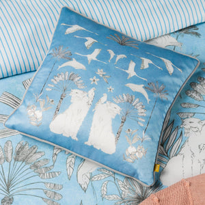 Colony Palm 43x43 Feather Filled Cushion Blue - Canwell Interiors Limited - Riva