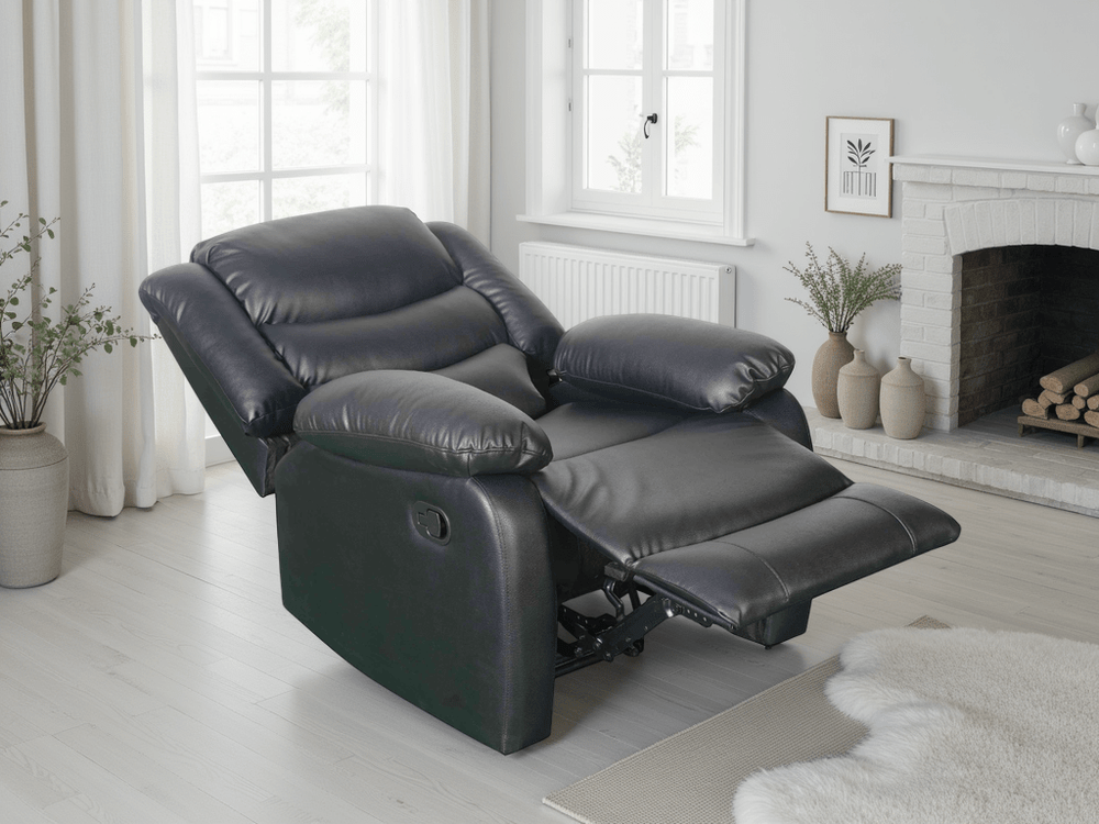 Conrad Manual Recliner Sofa Black Armchair - XShowhome Limited - Xshowhome