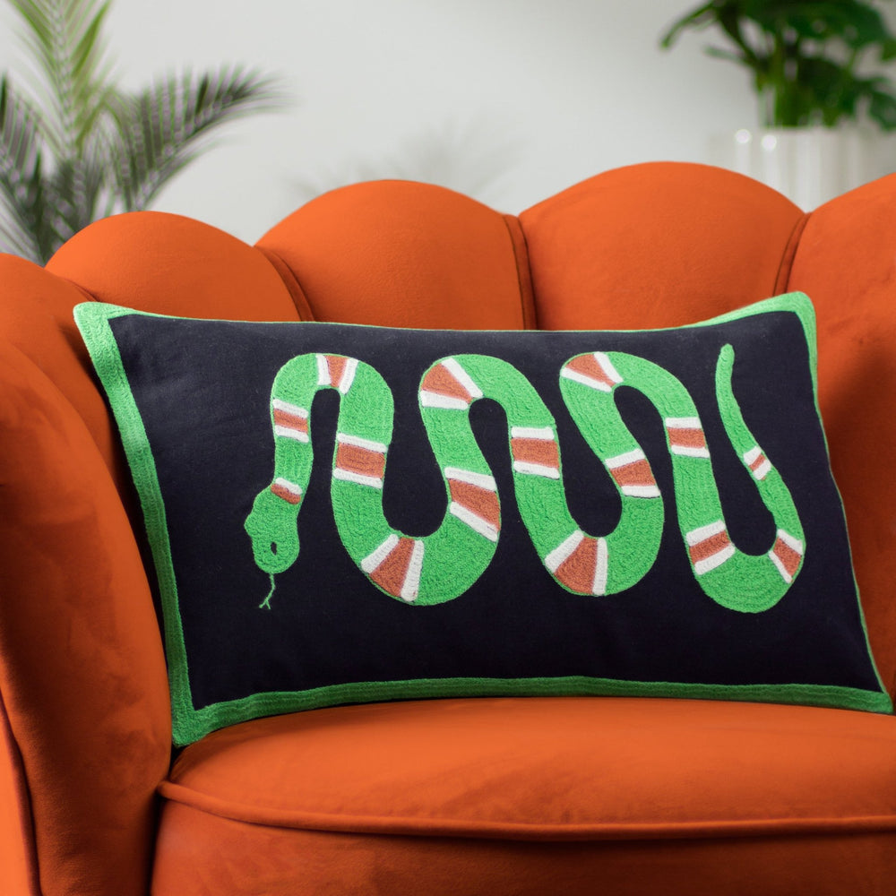 Coral Snake 30x50 Feather Filled Cushion Lime - Canwell Interiors Limited - Riva