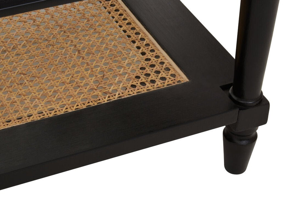 Corso Black Coffee Table with Rattan Shelf - Canwell Interiors Limited - Xshowhome