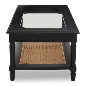Corso Black Coffee Table with Rattan Shelf - Canwell Interiors Limited - Xshowhome